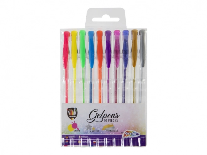 Set de 10 pixuri cu gel multicolore