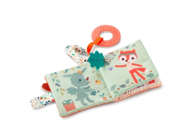 Lilliputiens – carte textilă cu căprioară Stella și inel de dentiție
