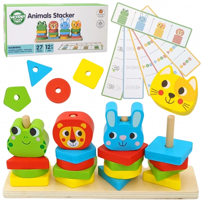 Piramidă Montessori cu animăluțe Woopie Green
