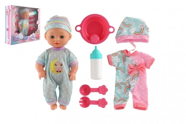 Păpușă bebeluș cu corp solid și accesorii în cutie