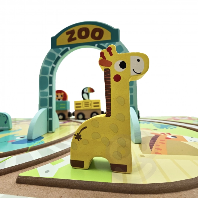 Tren de lemn cu tematică zoo de la Tooky Toy