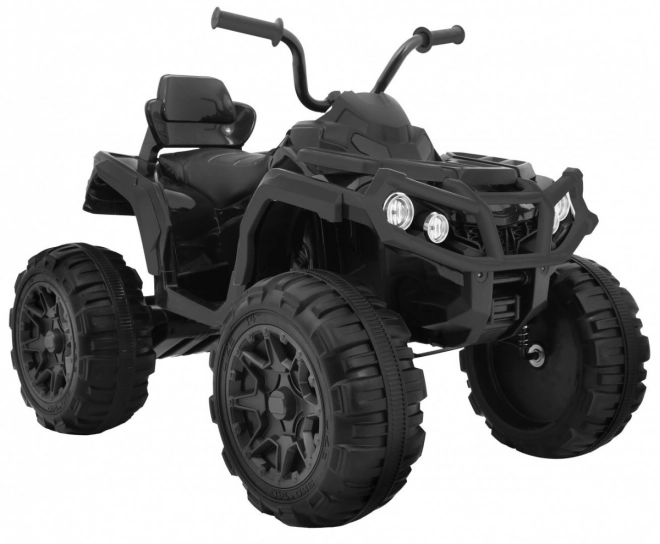 ATV cu 4 roți 2,4 GHz pe baterie pentru copii negru + telecomandă + roți EVA + radio MP3 + start lent