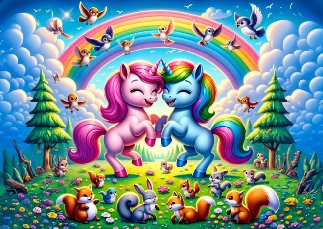 Puzzle Unicorni cu curcubeu 25 de piese