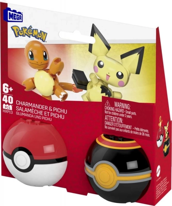 Mega Construx Pokémon Pokéball cu Charmander și Pichu