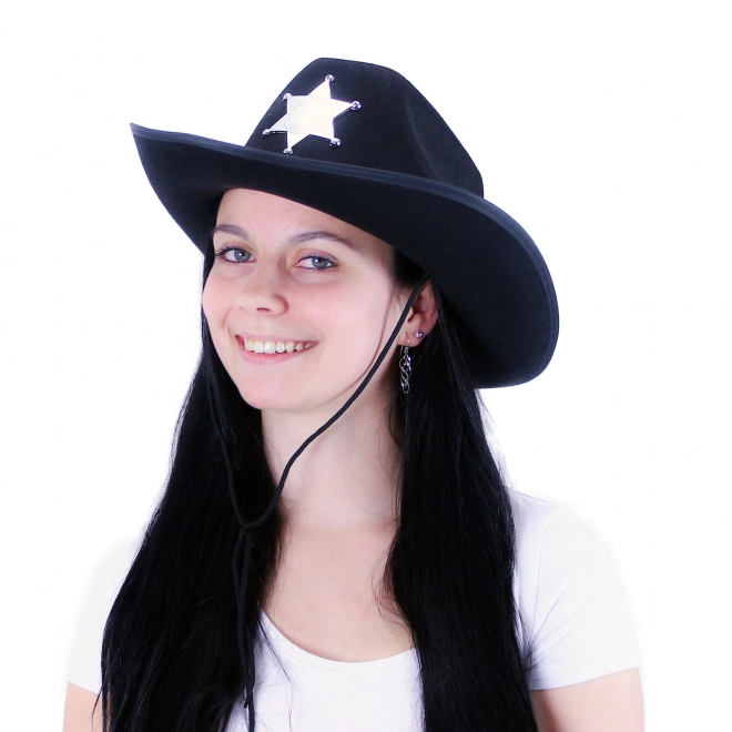 Pălărie șerif cowboy cu stea pentru adulți
