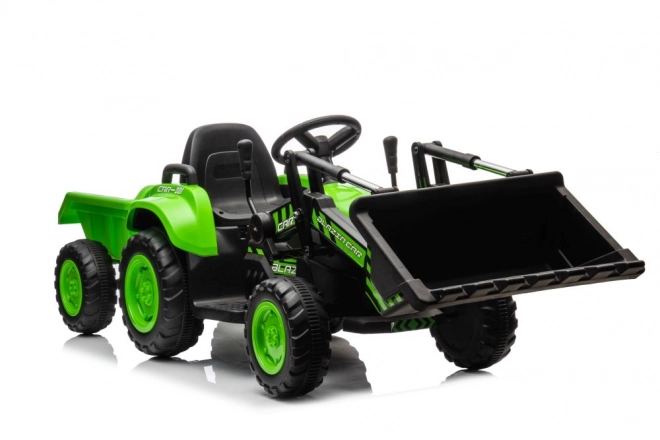 Tractor electric pentru copii cu cupă verde