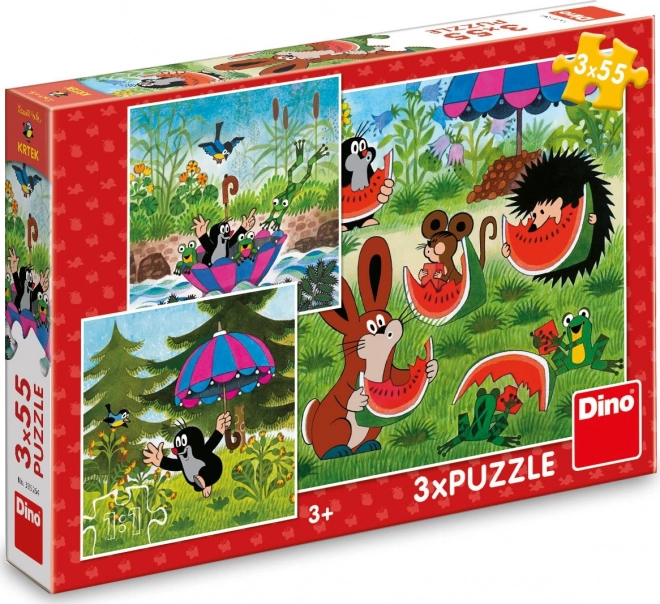 Puzzle cu Krtek și umbreluța 3x55 piese