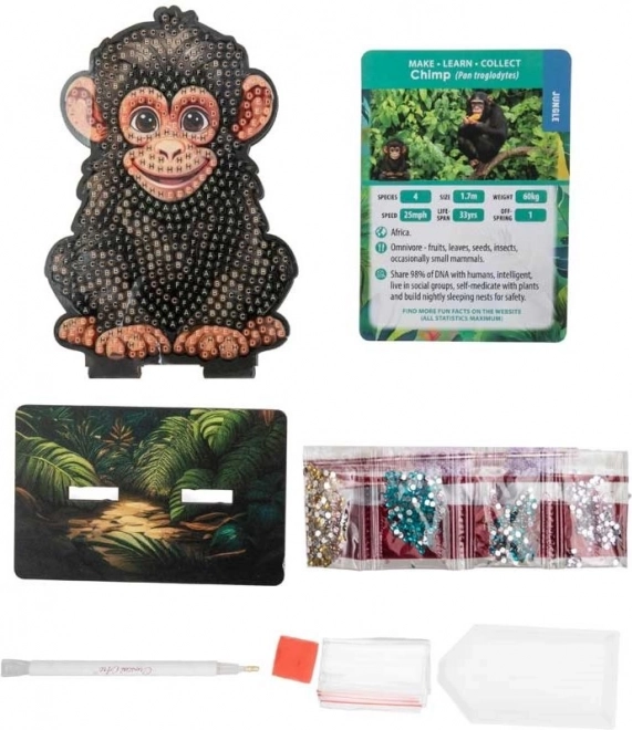 Pictură cu diamante Jungle: Cimpanzeu