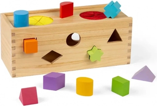 Bigjigs Toys Cutie misterioasă din lemn pentru introducerea și sortarea formelor