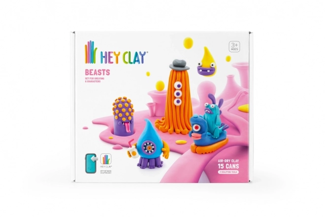 Set creativ Hey Clay Bestii 15 recipiente