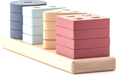 Cubika Pastel sortator de forme V – puzzle din lemn, 17 piese