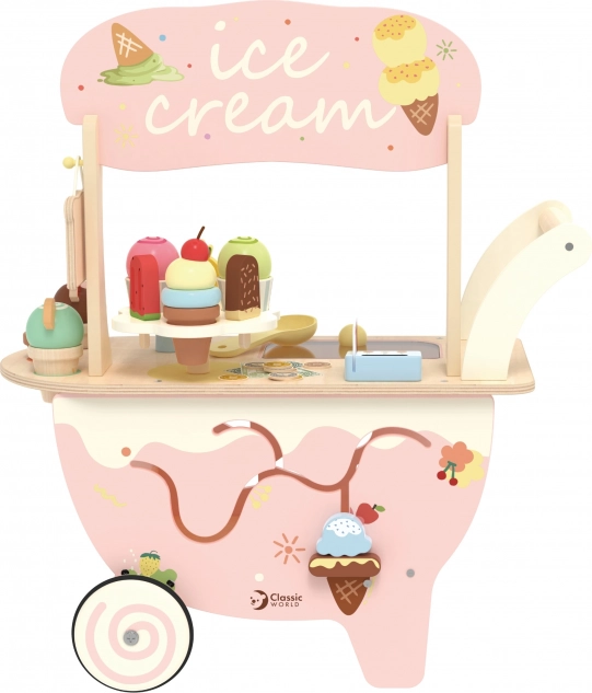 Ice Cream Cart Classic World din lemn 3în1 40 piese
