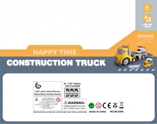 Platformă galbenă de recuperare WOOPIE City Truck cu efecte de lumină și sunet