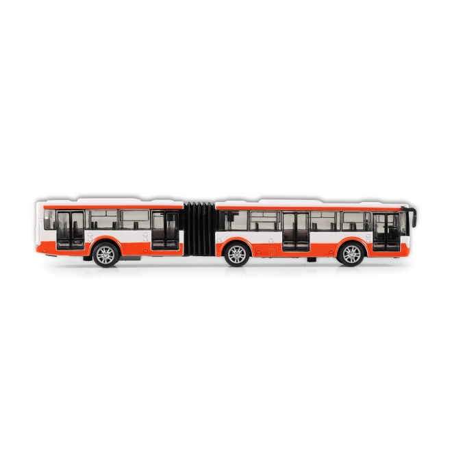 Autobuz articulat metalic roșu