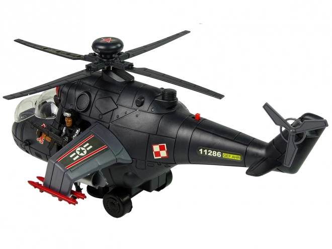 Elicopter cu aripi uriașe și efecte luminoase