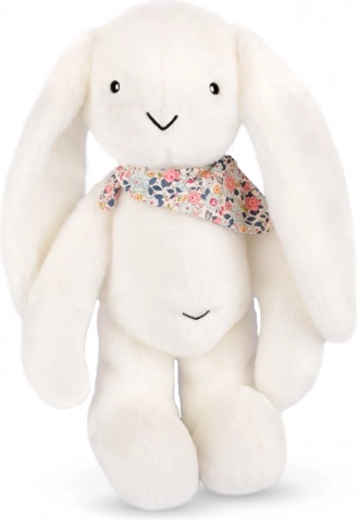 Doudou iepure de pluș alb cu eșarfă 50 cm