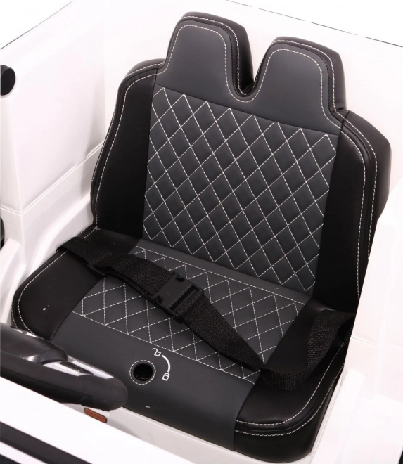 Baterie auto Mercedes AMG G65 pentru copii Albă + Lăcuită + Portbagaj + Lumini Sunete