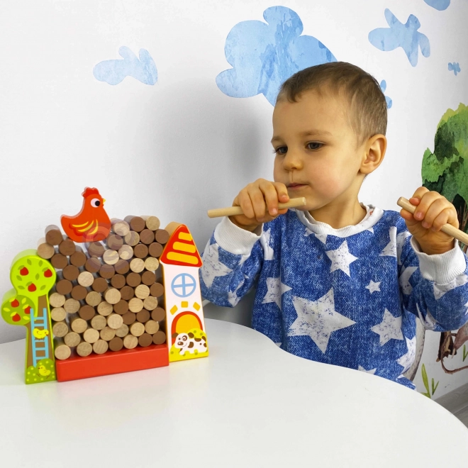 Joc de lemn Tooky Toy Cade Găina Fermă