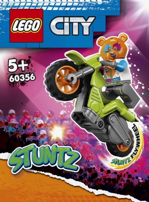 Motocicletă cascadorie LEGO City cu cască de urs