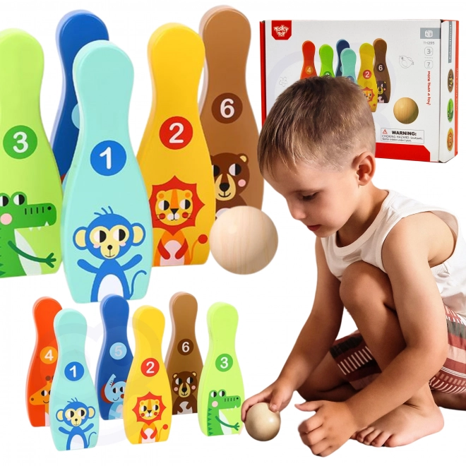 Set de bowling din lemn pentru copii Tooky Toy