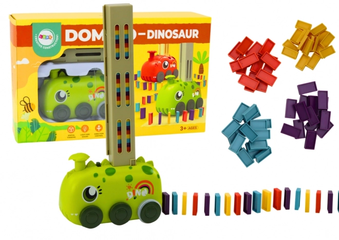 Mașinuță Dinozaur Verde cu Domino Multicolor