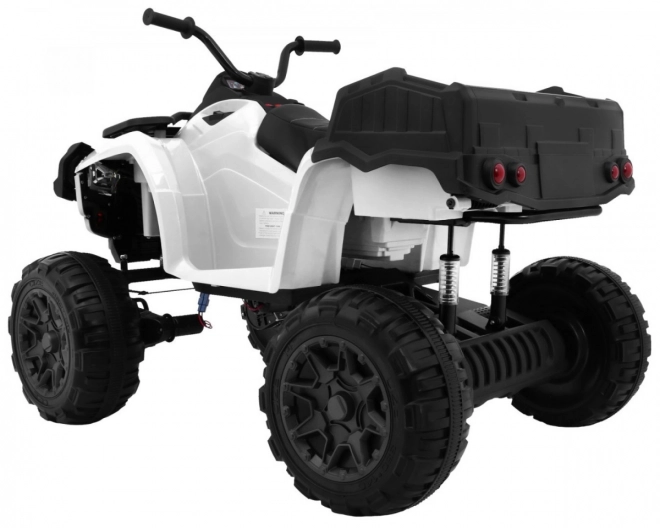 ATV XL cu baterie pentru copii alb + tracțiune 4x4 + suport bagaje + pornire lentă + EVA + LED audio