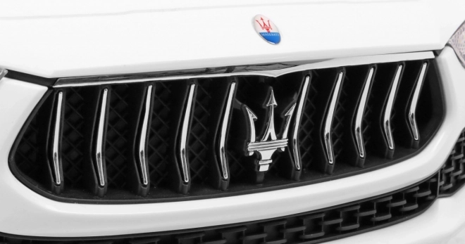 Maserati Ghibli mașină electrică pentru copii Albă + Telecomandă + Pornire lentă + EVA + MP3 USB + LED