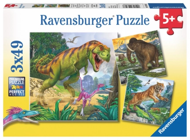 Puzzle Dinosauri și Timp 3x49 Piese