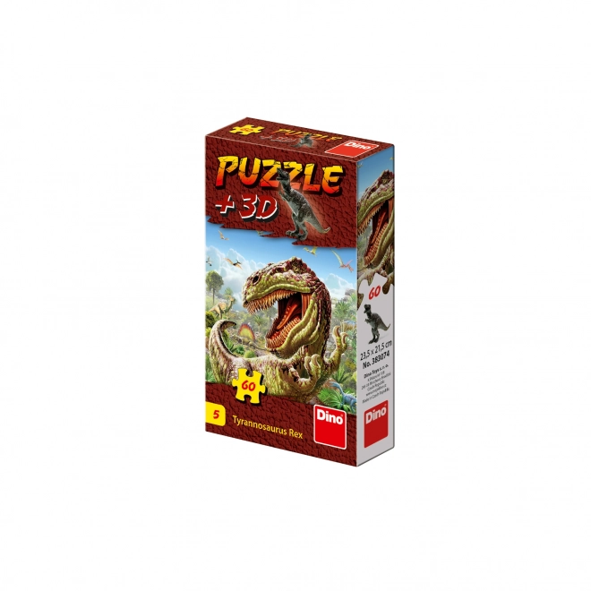 Puzzle cu figurină dinozaur: Tyrannosaurus Rex - 60 piese