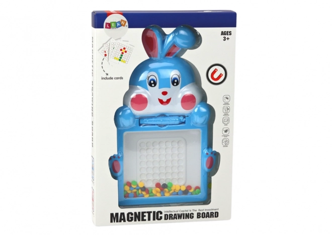 Tablă magnetică iepuraș cu 7 modele și stilou magnetic albastru