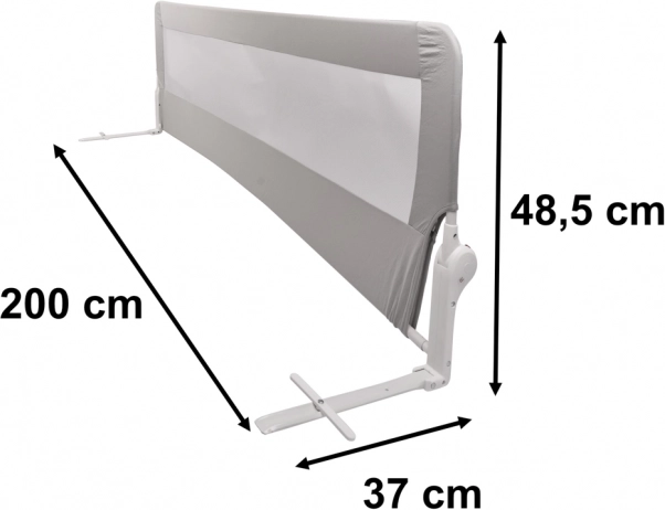 Barieră de protecție pentru pat, pliabilă, 200 cm, gri