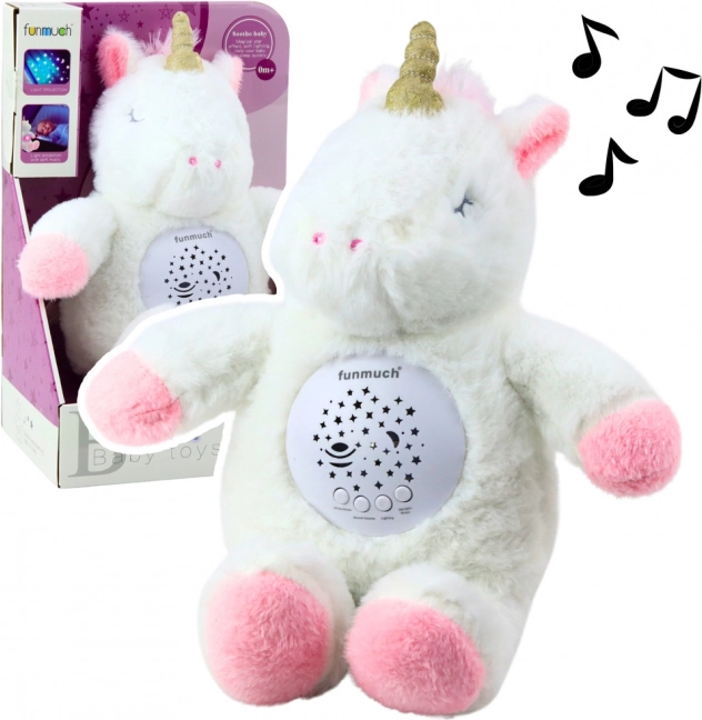 Unicorn de pluș cu proiector și melodii