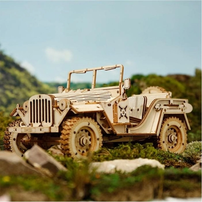 Puzzle 3D din lemn jeep militar Robotime Rokr