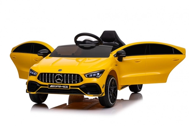 Mașinuță electrică Mercedes CLA 45s AMG galbenă 4x4