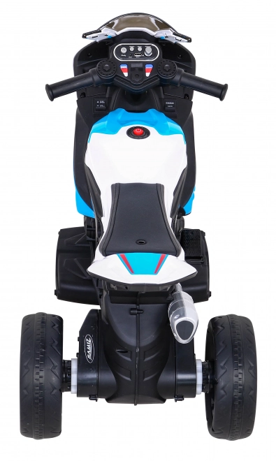 BMW HP4 Motocicletă pentru copii pe baterie Albastru + 3 roți + LED + MP3 USB + Piele Eco