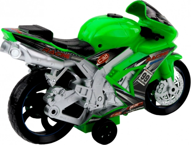 Motocicletă de curse cu efecte de lumină și sunet jucărie verde