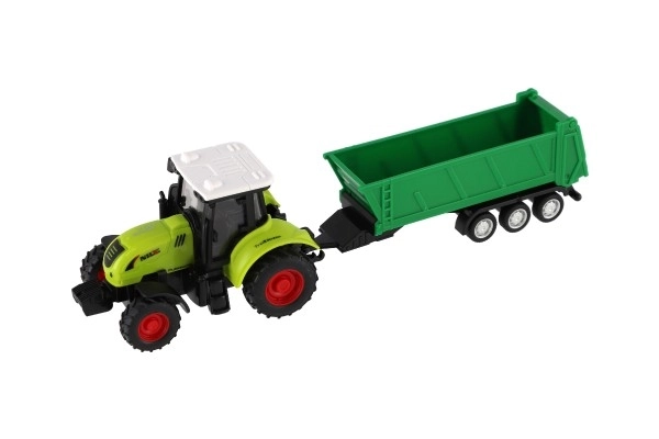 Tractor cu remorcă din plastic 24cm cu fricțiune