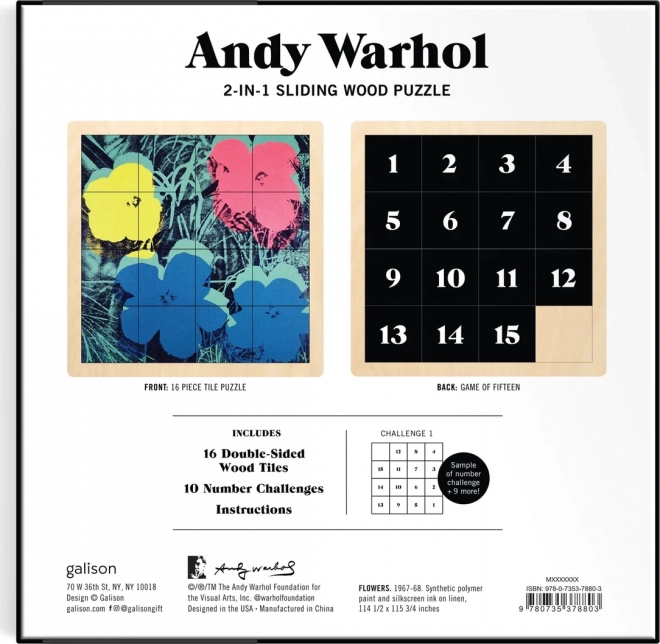 Puzzle din lemn glisant Andy Warhol: Flori 2 în 1