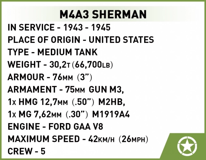 Model din blocuri Cobi M4A3 Sherman