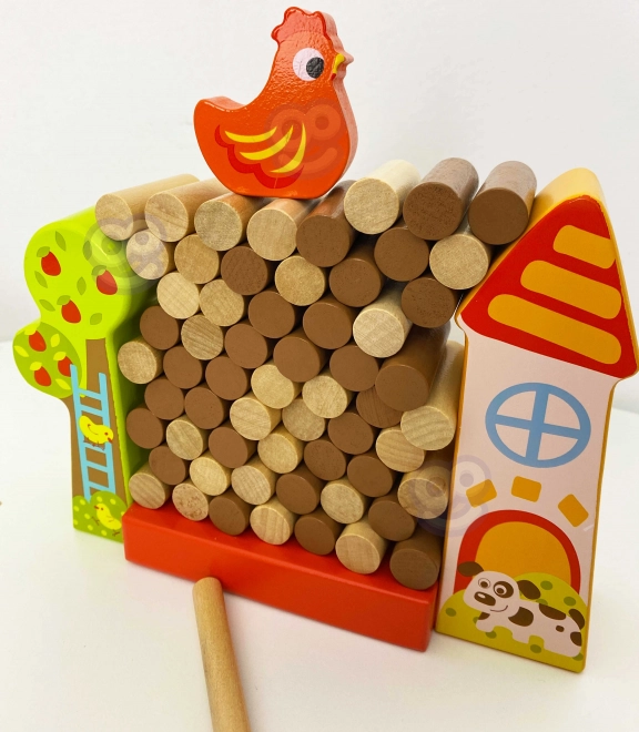 Joc de lemn Tooky Toy Cade Găina Fermă