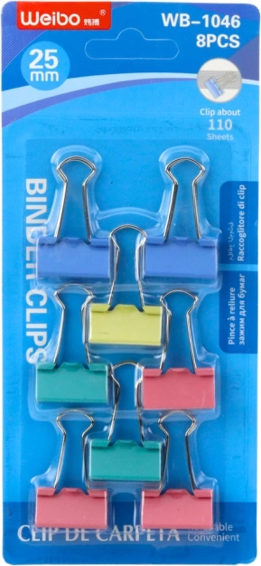 Set de cleme colorate pentru birou 25 mm 8 buc