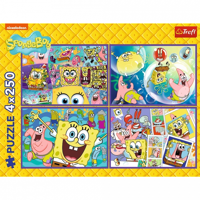 Puzzle 4x250 Lumea nebună a lui Sponge Bob