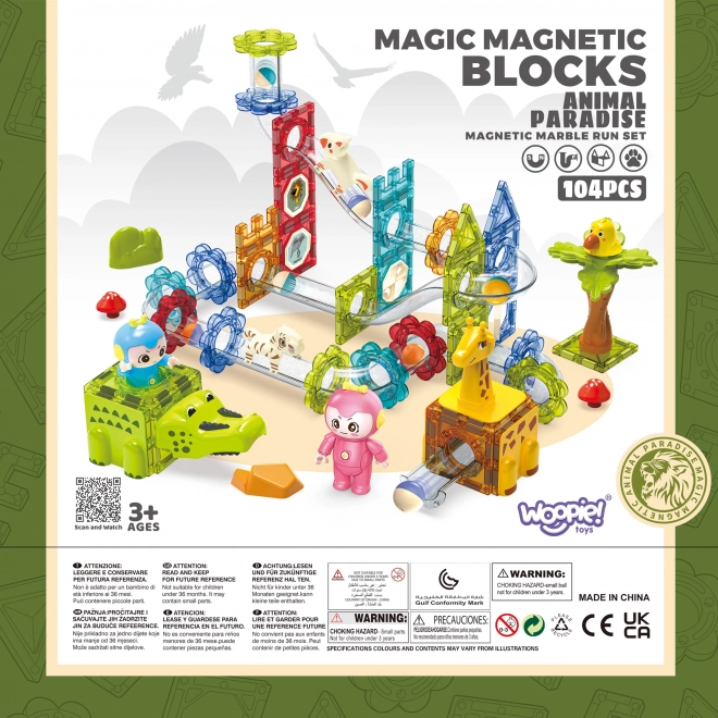 Magnetic blocks traseu pentru bile paradisul animalelor 104 elemente