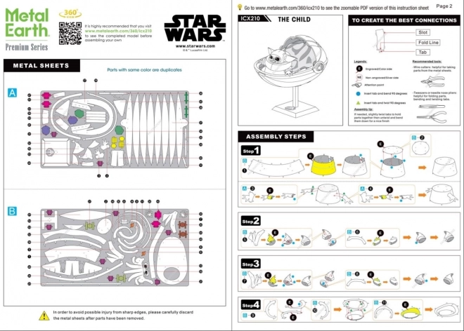 Puzzel 3D Metal Earth Star Wars Mandalorian: Copilul