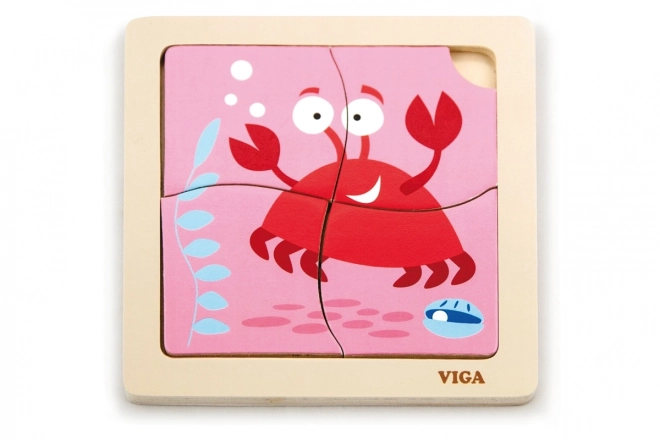 Puzzle din Lemn Crabul pentru cei Mici