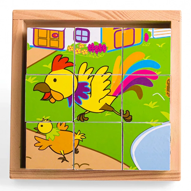 Cuburi puzzle imagini animale Bigjigs Toys