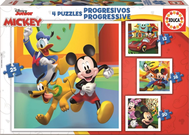 Puzzle educa mickey și prietenii 4 în 1