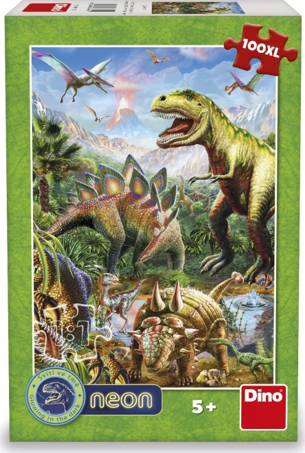 Puzzle Luminos Dinozauri XL 100 piese