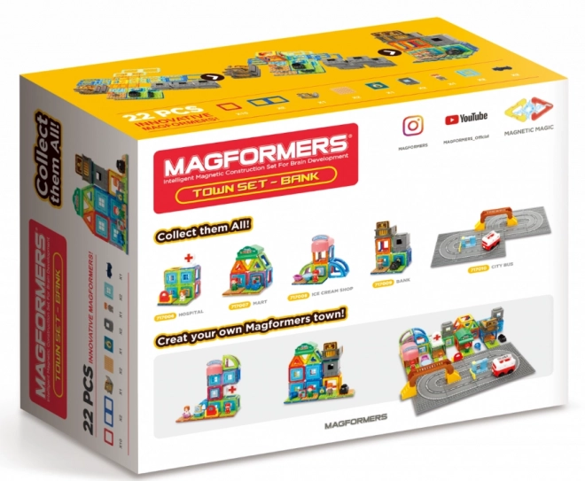 Set magnetic de construcție Oraș - Bancă 22 piese