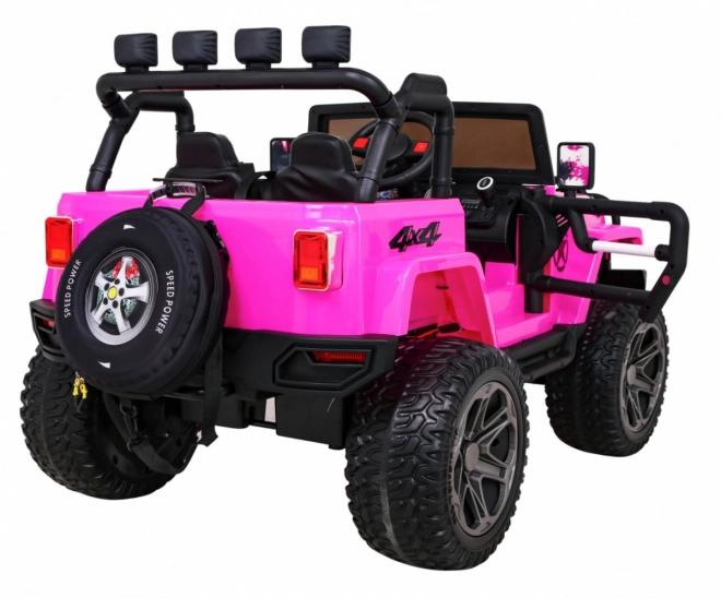 Mașină de teren Monster 4x4 jeep pentru copii Roz + Telecomandă + Reglare scaun + Pornire lentă + MP3 LED + Suport bagaje + Rucsac